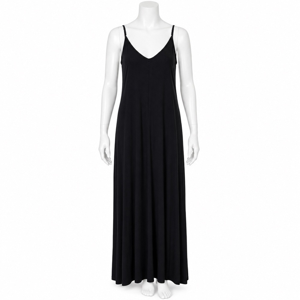 NEW Skivys Goddess Gown Maxi Dress Women's Medium Black Modal Pockets Sleeveless